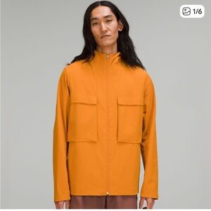 lululemon athletica men’s stretch cargo lightweight jacket in autumn orange XL